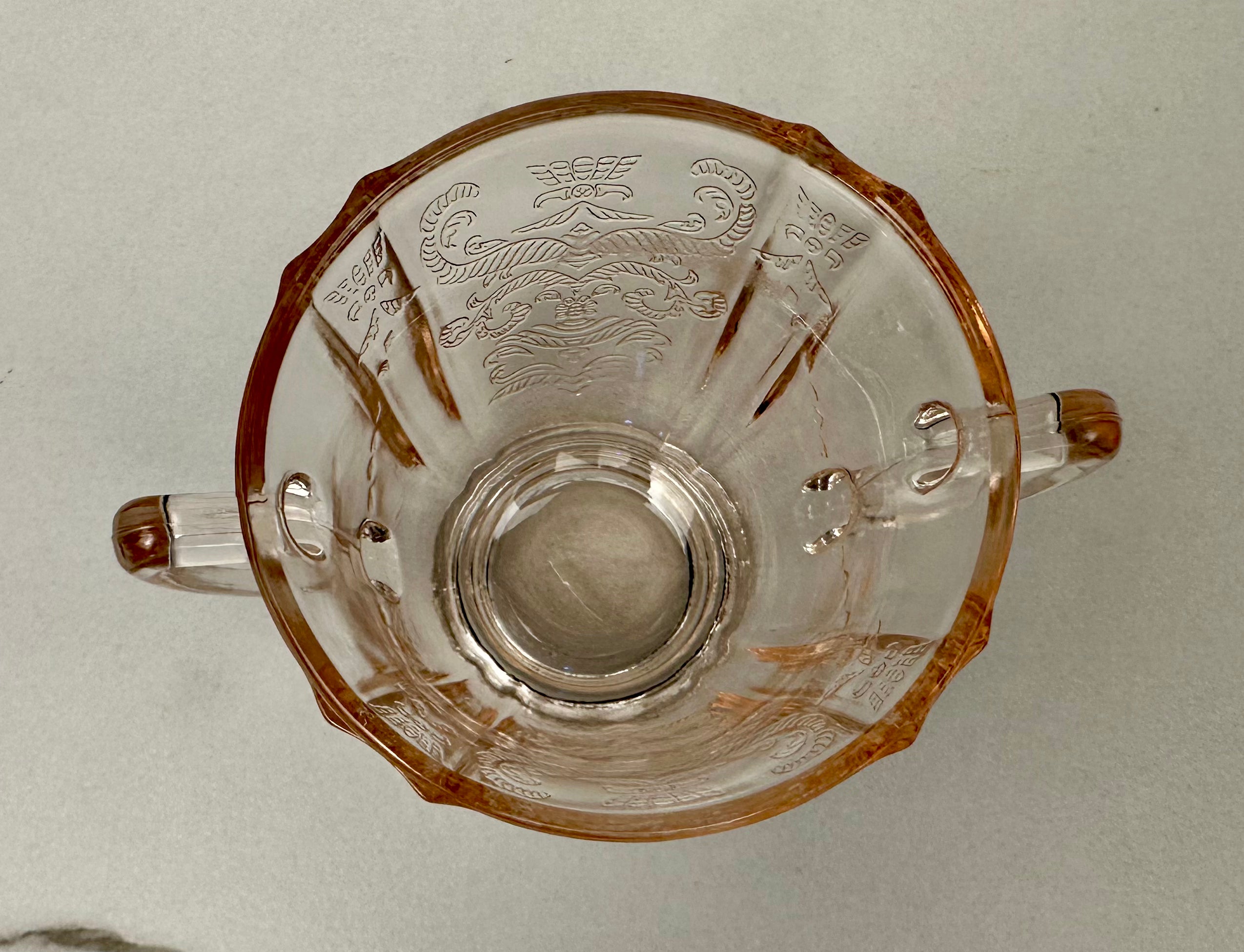 Pink Depression Glass Open Sugar Bowl - “Madrid”  Indiana Glass | Circa 1932-1939