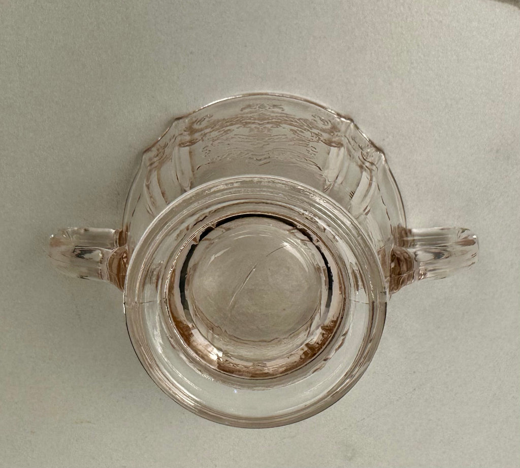 Pink Depression Glass Open Sugar Bowl - “Madrid”  Indiana Glass | Circa 1932-1939