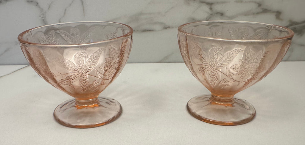 Pink Depression Glass Sherbert - “Poinsettia Pink” Jeanette Glass | Circa  1932-1935