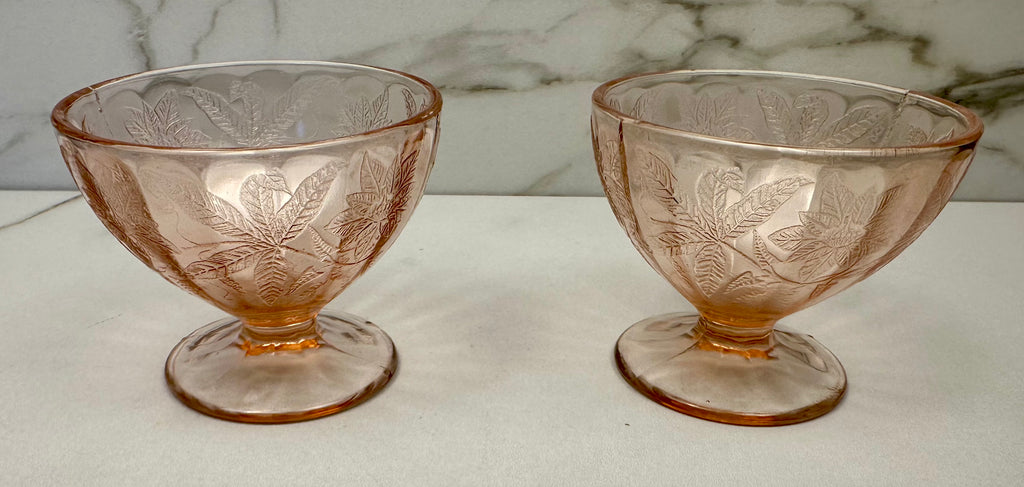 Pink Depression Glass Sherbert - “Poinsettia Pink” Jeanette Glass | Circa  1932-1935