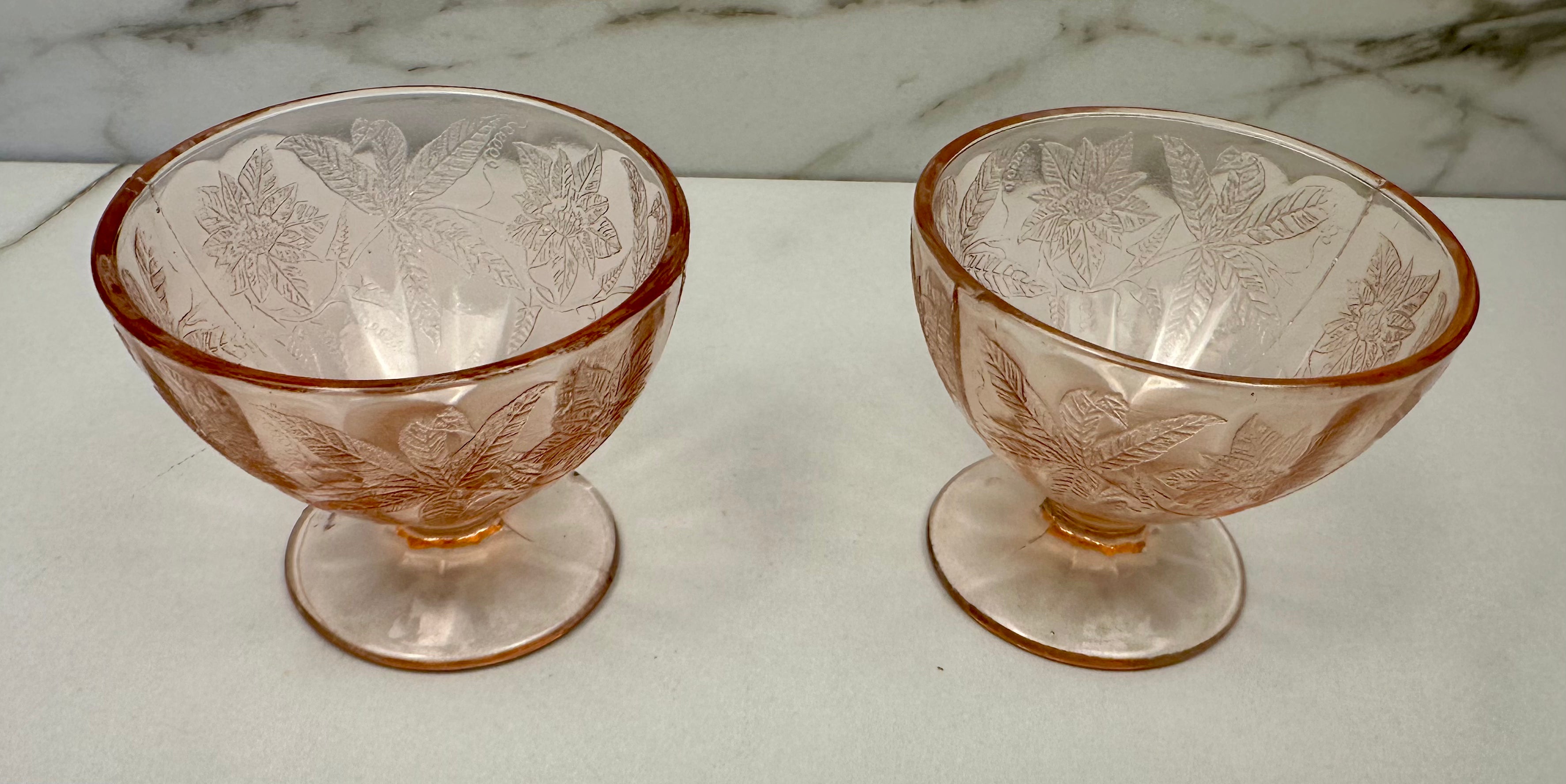 Pink Depression Glass Sherbert - “Poinsettia Pink” Jeanette Glass | Circa  1932-1935