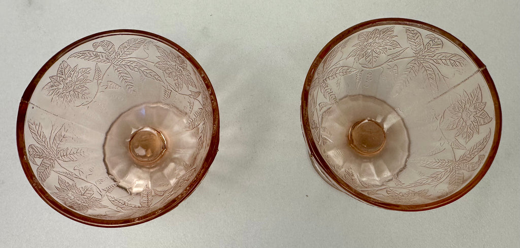 Pink Depression Glass Sherbert - “Poinsettia Pink” Jeanette Glass | Circa  1932-1935