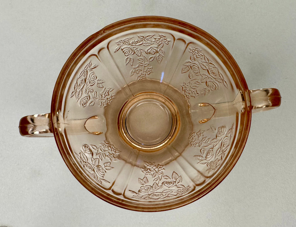 Pink Depression Glass Footed Open Sugar Bowl - “Sharon /Cabbage Rose”  Federal Glass | Circa 1935-1939