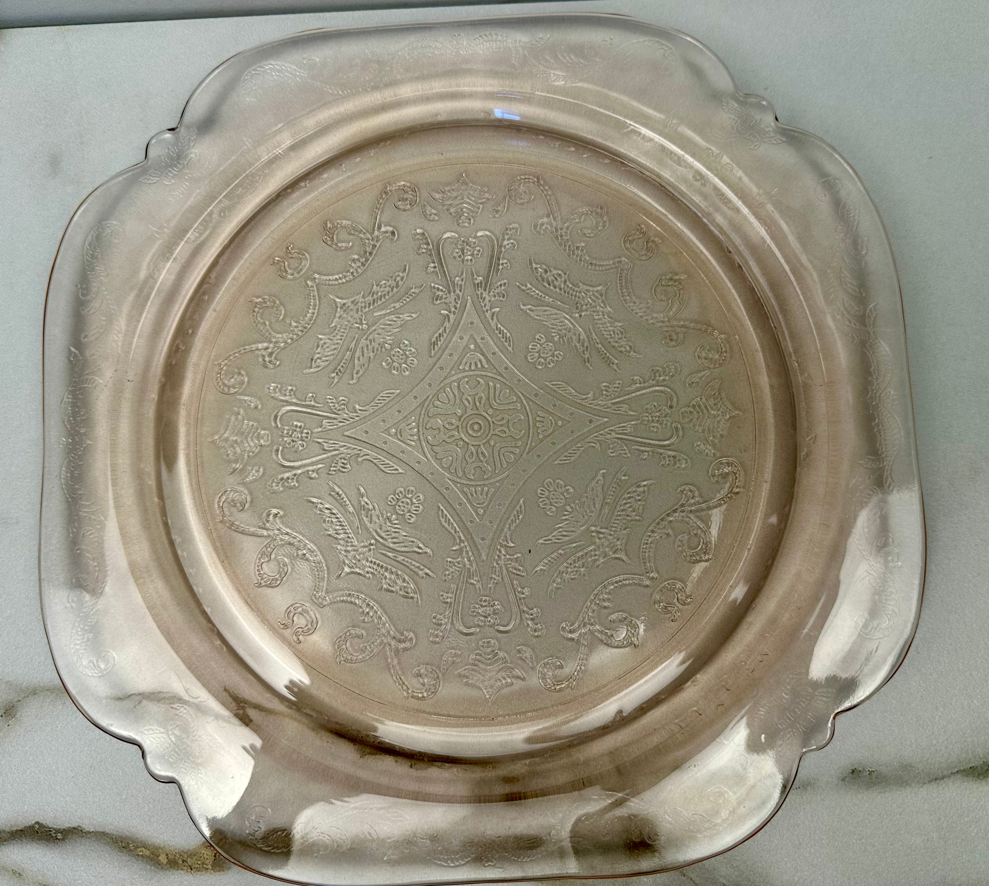 Pink Depression Glass 10 inch Plate -  “Madrid”  Federal Glass | Circa 1932-1938