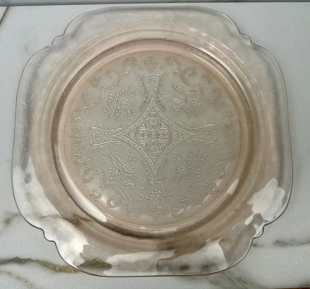 Pink Depression Glass 10 inch Plate -  “Madrid”  Federal Glass | Circa 1932-1938