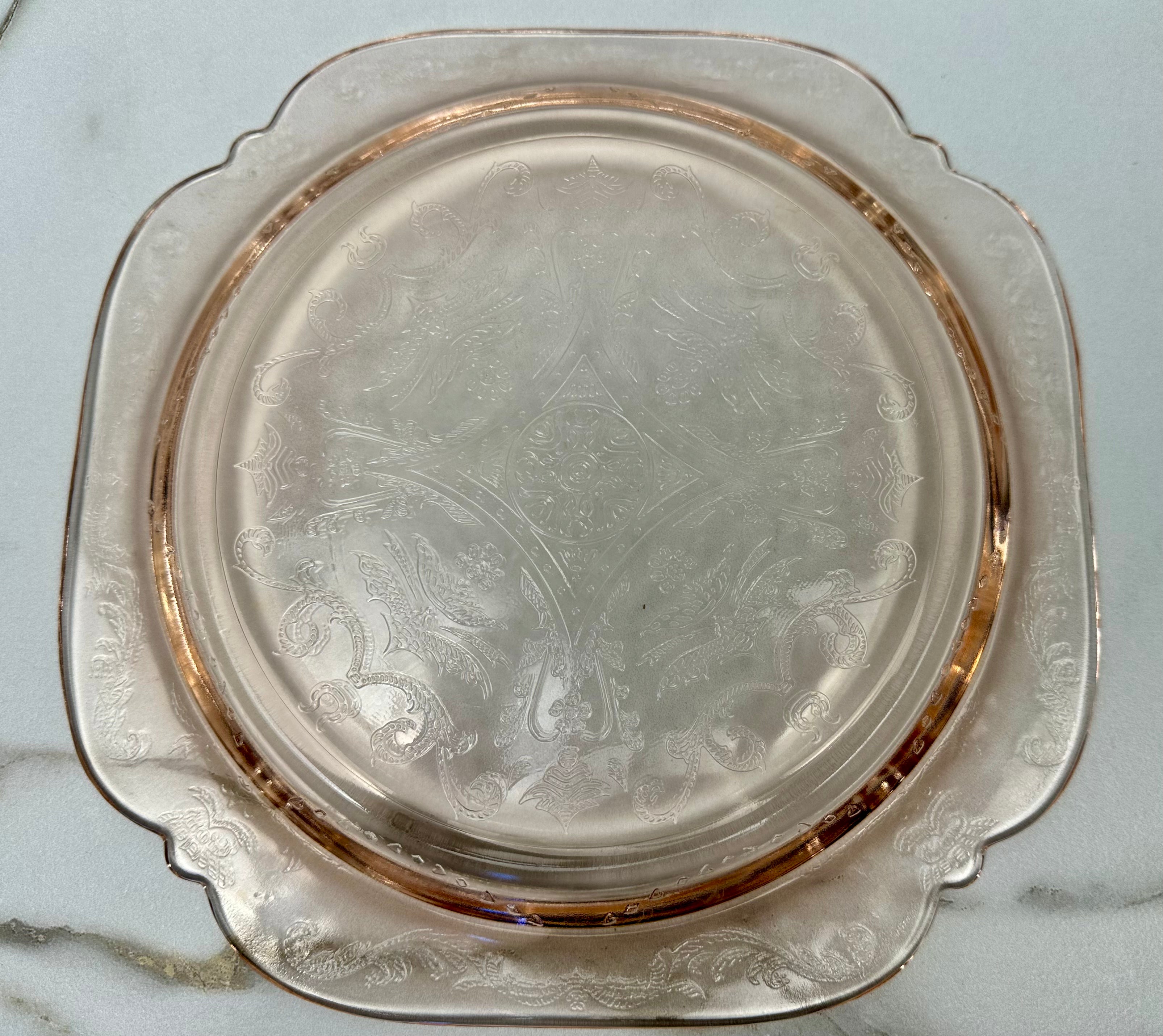 Pink Depression Glass 10 inch Plate -  “Madrid”  Federal Glass | Circa 1932-1938