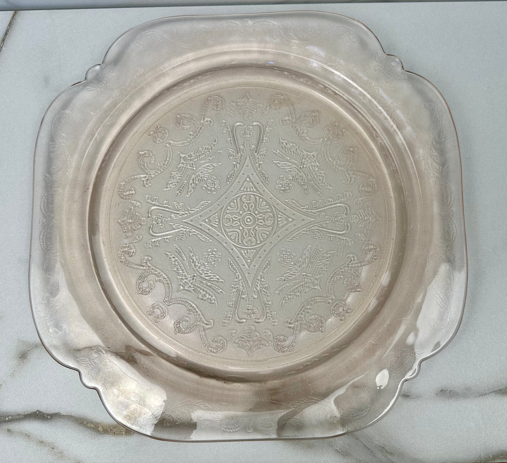 Pink Depression Glass 10 inch Plate -  “Madrid”  Federal Glass | Circa 1932-1938