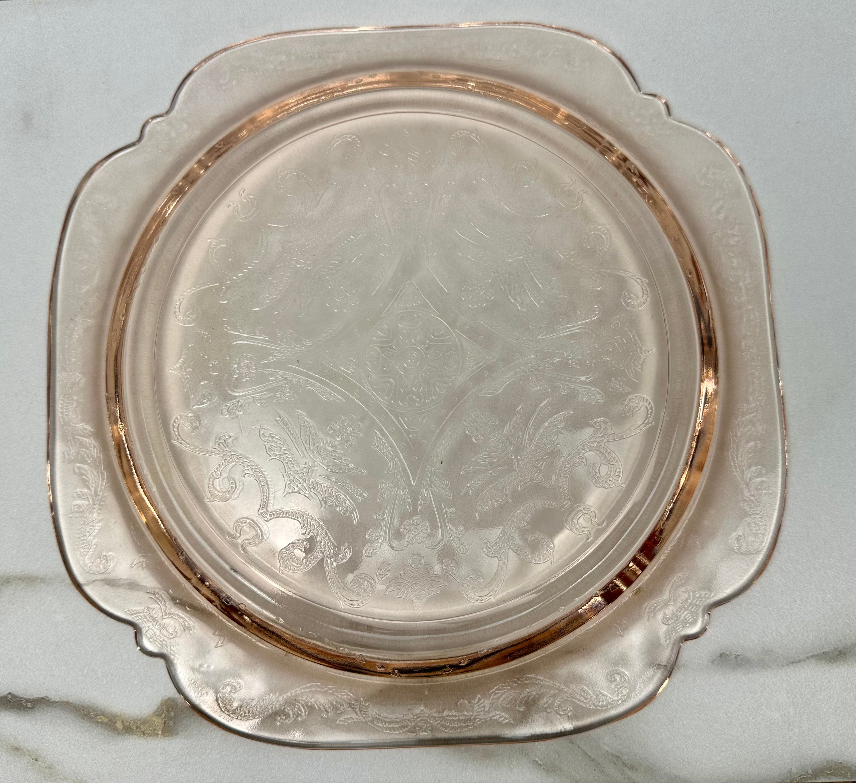 Pink Depression Glass 10 inch Plate -  “Madrid”  Federal Glass | Circa 1932-1938