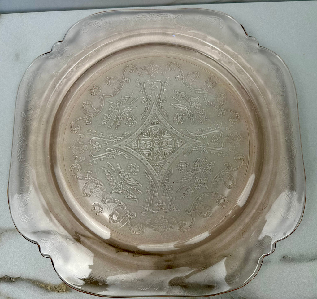 Pink Depression Glass 10 inch Plate -  “Madrid”  Federal Glass | Circa 1932-1938