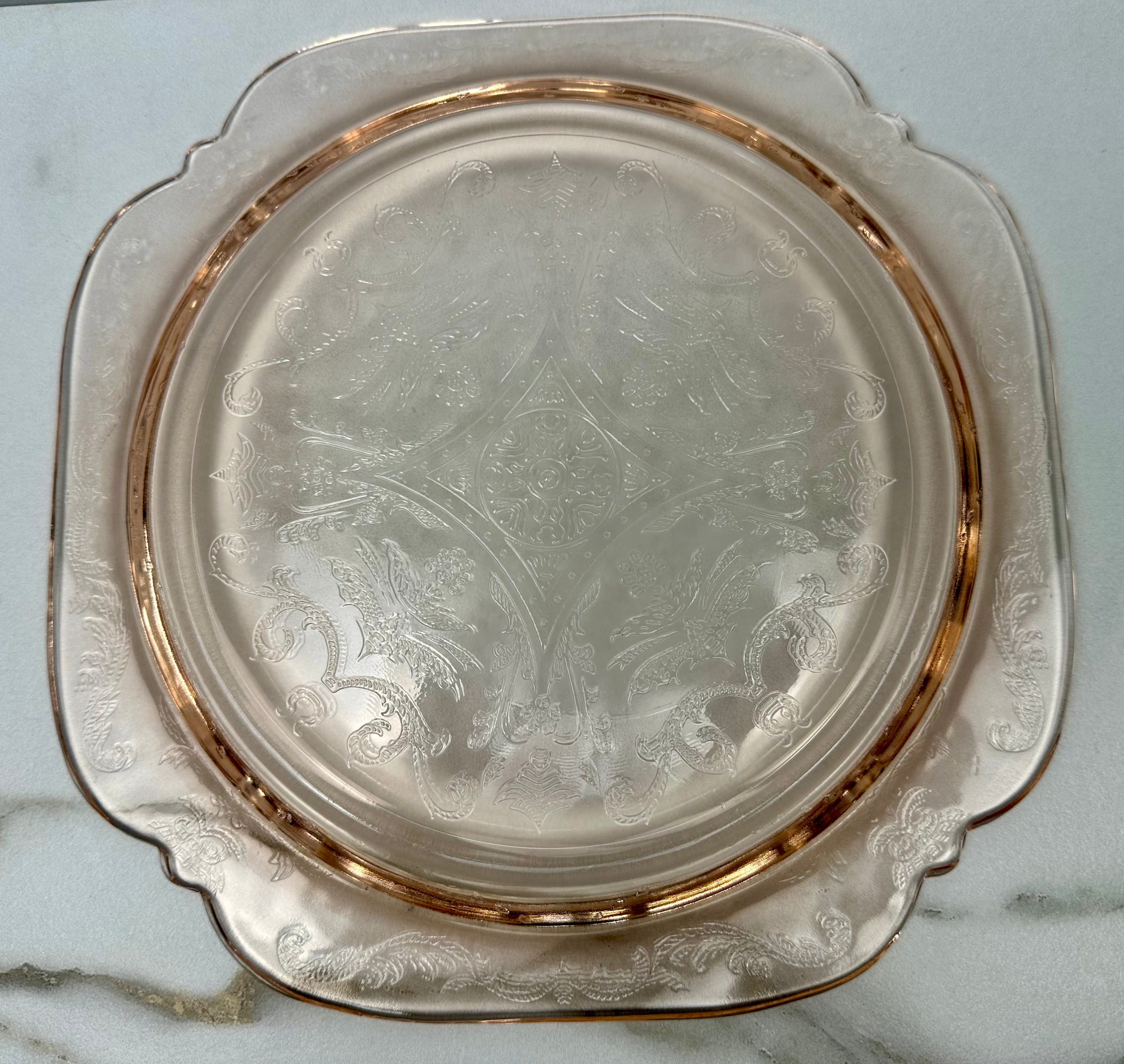 Pink Depression Glass 10 inch Plate -  “Madrid”  Federal Glass | Circa 1932-1938