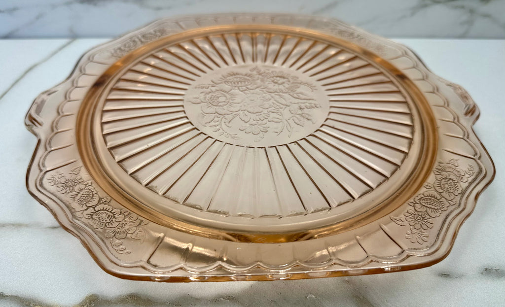 Pink Depression Glass Platter  - “Cherry Blossom”  Jeannette Glass | Circa 1930-1939
