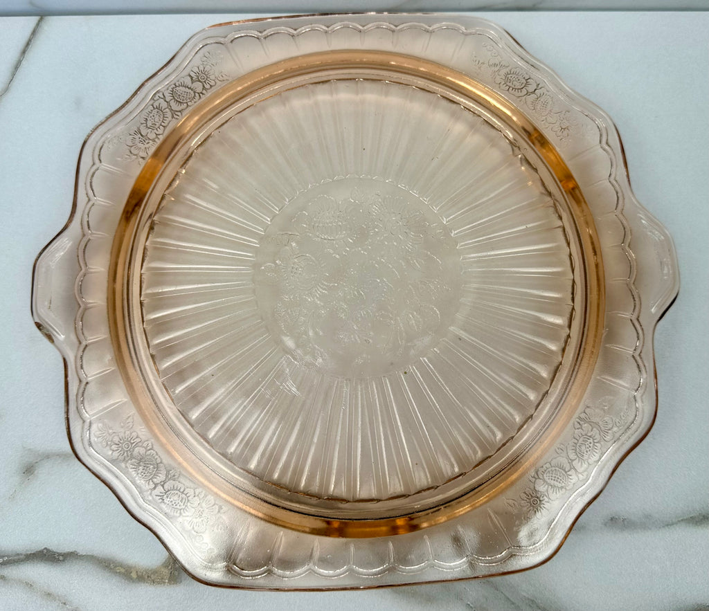 Pink Depression Glass Platter  - “Cherry Blossom”  Jeannette Glass | Circa 1930-1939